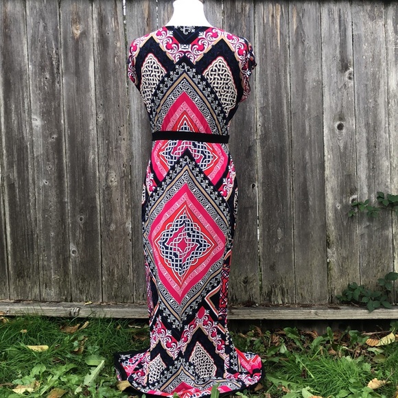 Laundry By Shelli Segal Multi patterned Dress w/Front Split! Fits like 6-8 or M. - Picture 2 of 8